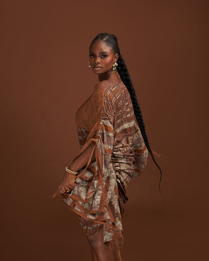 The Ndu Essence Chocolate Brown Dress - Agbada Bubu Dress