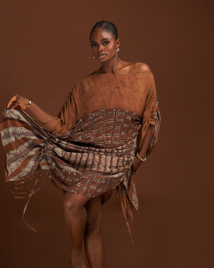 The Ndu Essence Chocolate Brown Dress - Agbada Bubu Dress